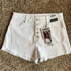 Rewash The Mom Short Vintage Stretch Super High Rise White 7/28 NWT Button Fly